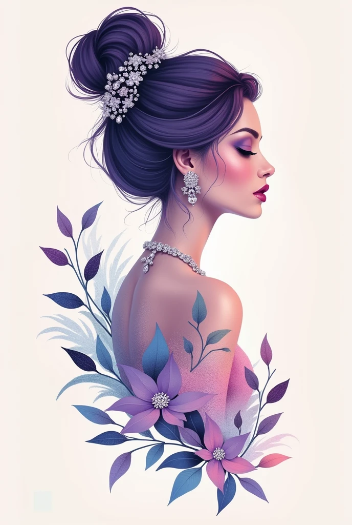 Logo ideas for jewelry business, very feminine and eye-catching, flat format and only in pastel colors also with dark purple and blue, that attract the customer's attention