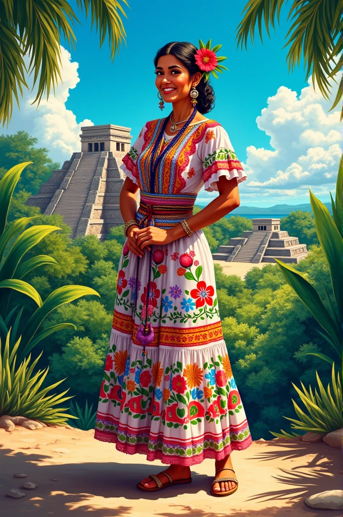Yucatán regional costume drawing