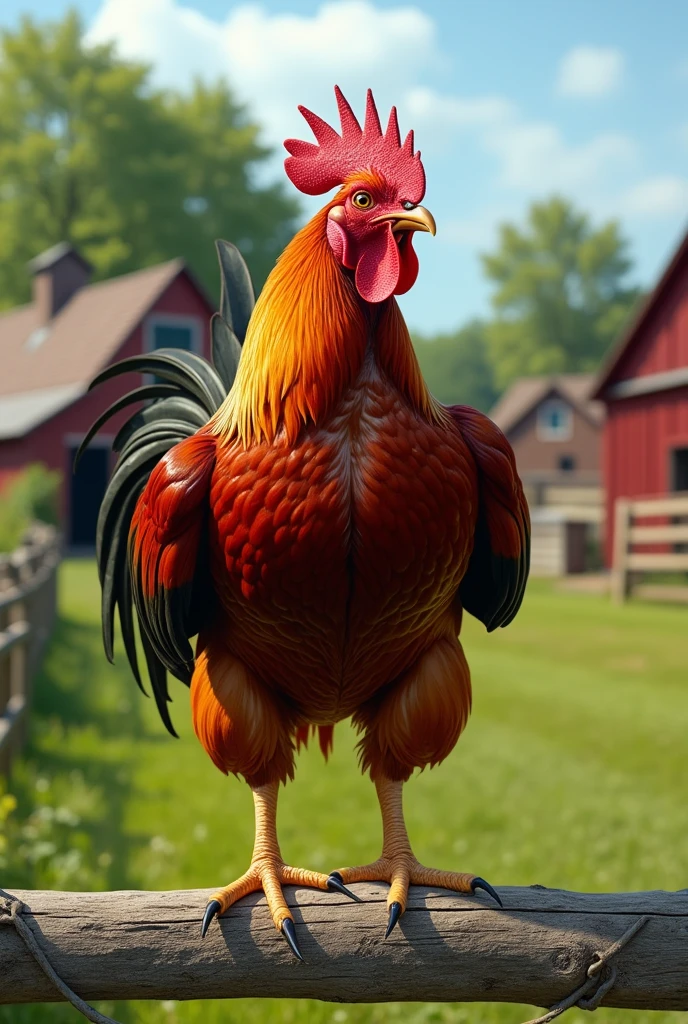 An extremely muscular rooster