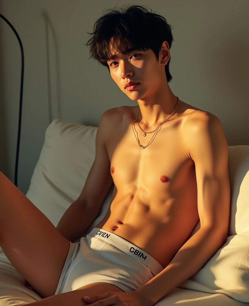 A picture of Jungkook from BTS in Calvin Klein boxers