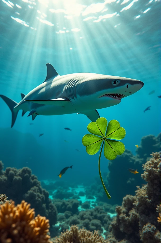 Shark and a clover 
