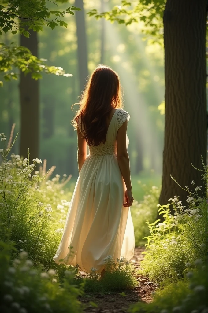 Create a simple cover about a woman in a forest