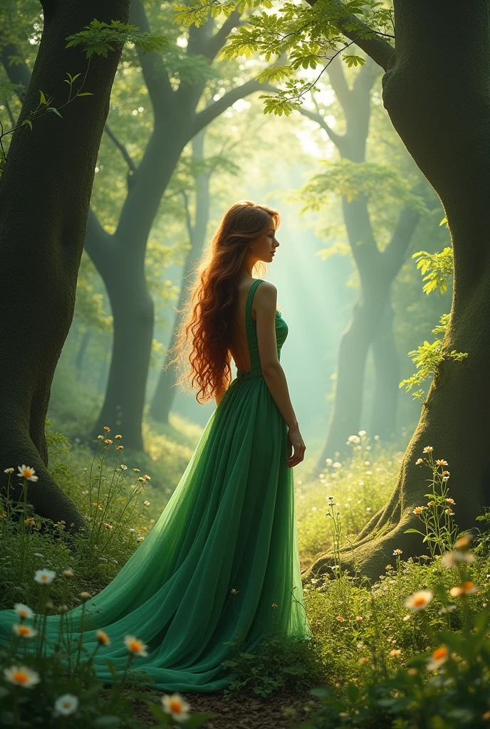 Create a simple animated cover about a woman in a forest
