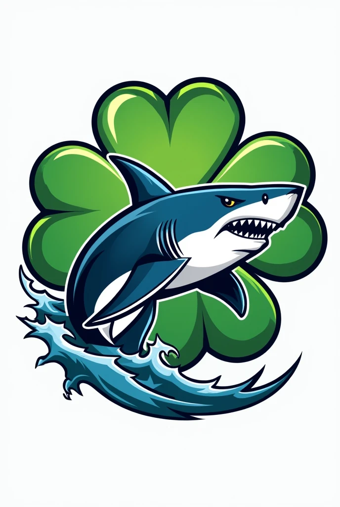 Combination of a clover and a shark for soccer logo
