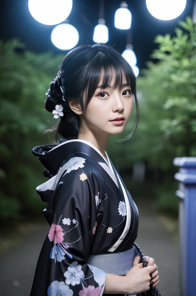 (kimono)、(Masterpiece:1.3,Ultra-high resolution,),(Very detailedな,Caustics),(Realistic:1.4,RAW shooting,)Ultra-Realistic Capture,Very detailed,High resolution 16K suitable for human skin、 The skin texture is natural、The skin looks healthy、The color is also uniform..、 Use natural light and color,One adult woman,Japanese、Beautiful woman,Black medium hair,(chromatic aberration、Wide range of lighting、Natural Shading、)、(Outdoor lighting at night:1.3)、(it's snowing:1.2)、(Hair swaying in the wind:1.2)、(Reflective Snow:1.2)