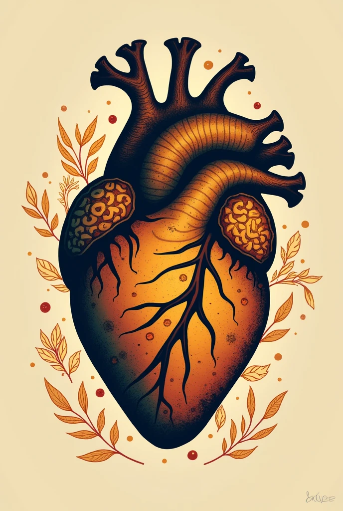 Logo inspired by pre-Hispanic Mexican gastronomy that reveals the memories of the heart but minimalist and with a human heart as the protagonist