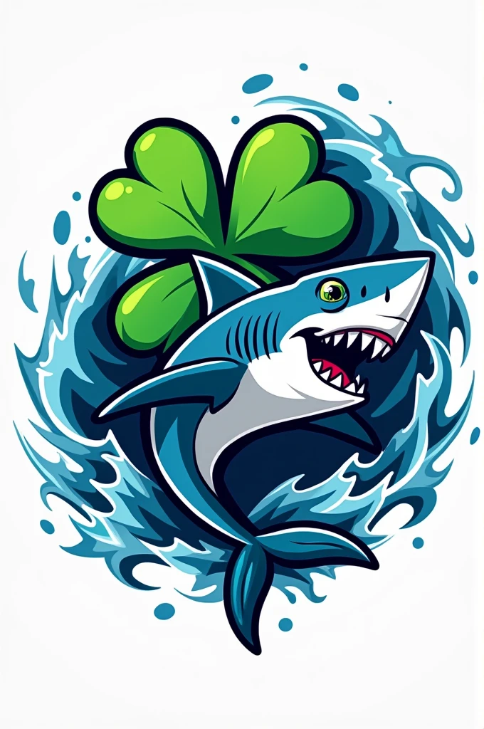 Soccer logo of a shark and a clover
