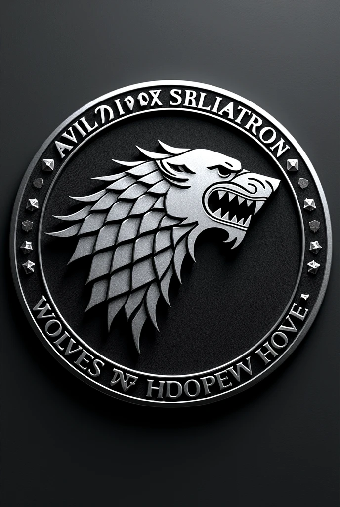Make a circular patch of Aviation Squadron called Wolves of Helicopters MI 171, with the Sigil of House Stark, give it sleek modern look, picture of patch only no background