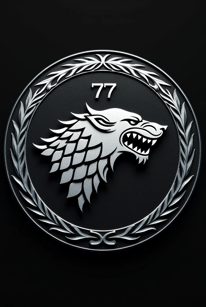 Make a circular patch of Aviation Squadron called Wolves of Helicopters MI 171, with the Sigil of House Stark, give it sleek modern look, picture of patch only no background