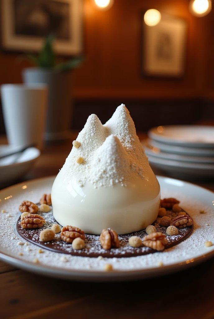 A plate with dessert, A very delicious Mont Blanc cake