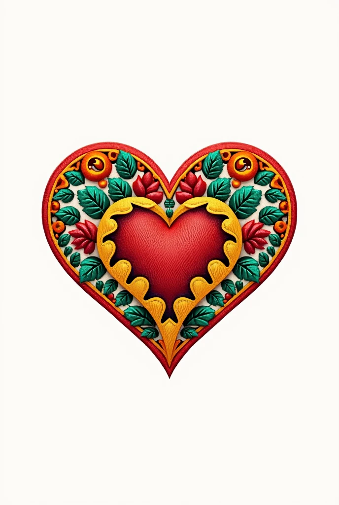 Minimalist logo inspired by Mexican gastronomy with a heart and the pattern of typical textile embroidery 