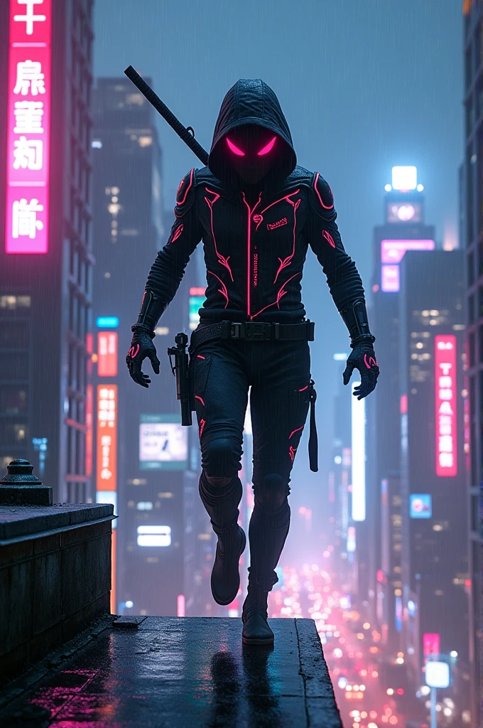 Create a juji itadory with a futuristic ninja suit 