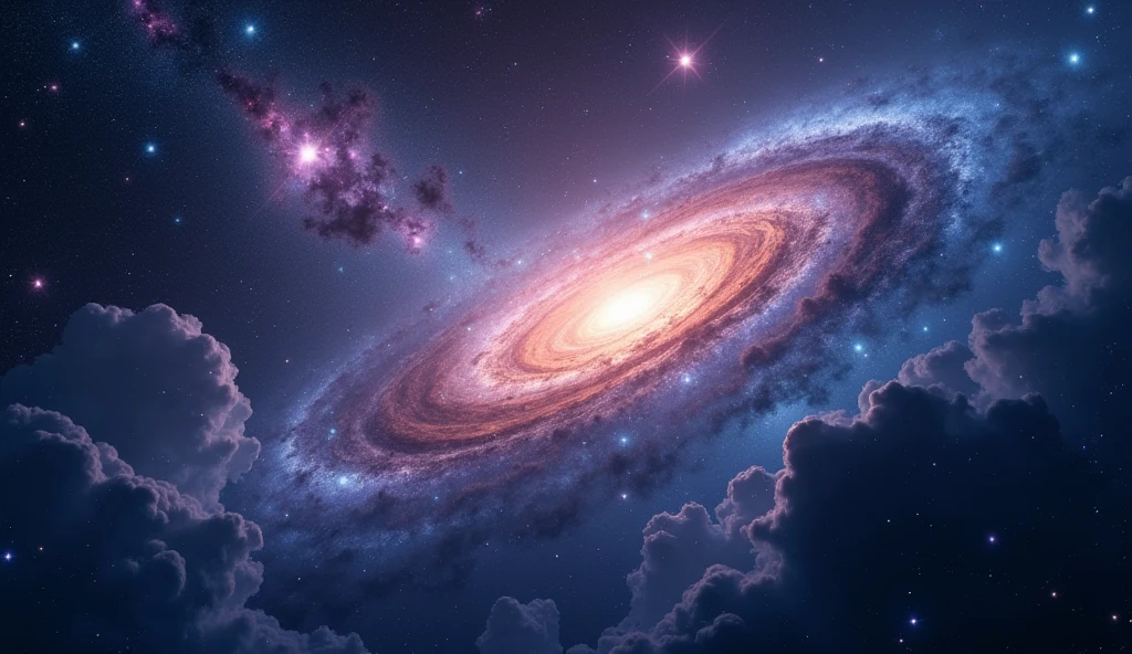 A grand scene of the heavens being created, stars and planets emerging, dark colors with bright points, creating a sense of mystery and wonder, cosmic and expansive style
