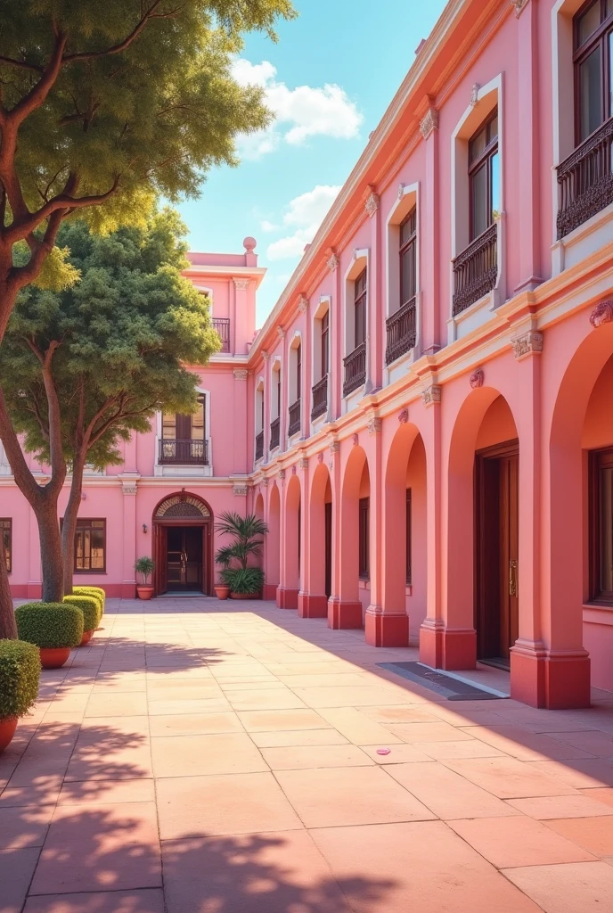 (photorealism:1.2), Empty pink girls' school yard, classic school building,
clean in good shape, the sign "Colegio Coquetas" and the signs of many kisses 💋 on the walls, not childish drawings on the walls, realistic, intricate details