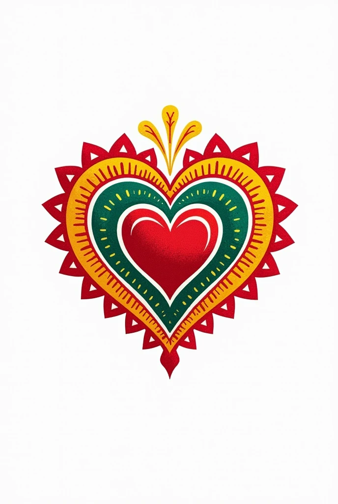 Minimalist logo inspired by Mexican cuisine with the typical textile embroidery pattern and a human heart 