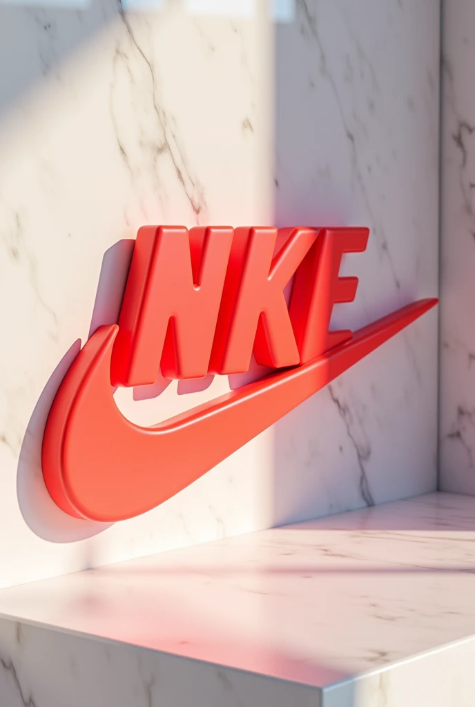 Red Nike logo, high quality 3D image
