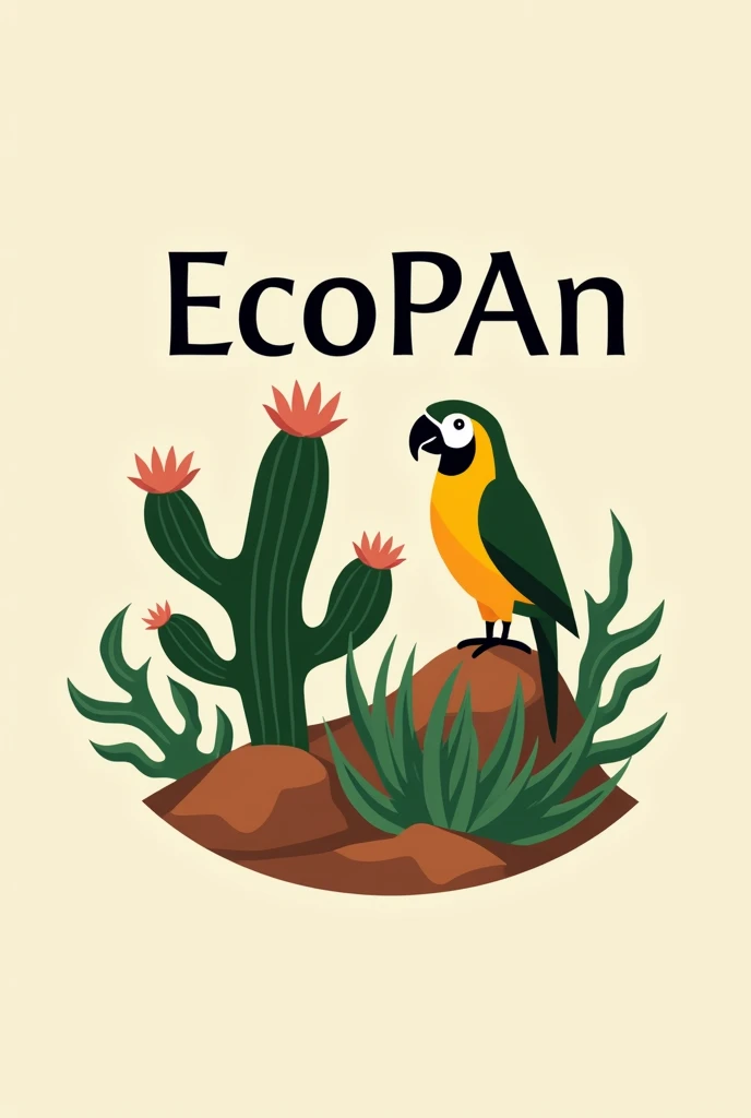 To create a logo for an avian population ecology laboratory in the caatinga, Considere os seguintes elementos:
1. **Bird Symbols**: Include representations of typical caatinga birds, like the Lear's macaw or the be-te-vi, to emphasize the focus on ornithology.
2. **Caatinga Elements**: Add elements that represent the vegetation and environment of the caatinga, like cacti or xerophytic shrubs.
3. **Simple and Clean Design**: Use a clear and simplified design to ensure that the logo is easily recognizable and reproducible in different sizes.
4. **natural colors**: Use a color palette inspired by the caatinga, like shades of green, brown and beige, reflecting the arid environment and its natural characteristics.
5. **Laboratory Name**: Include the laboratory name in a legible and professional font.
The name is EcoPAn