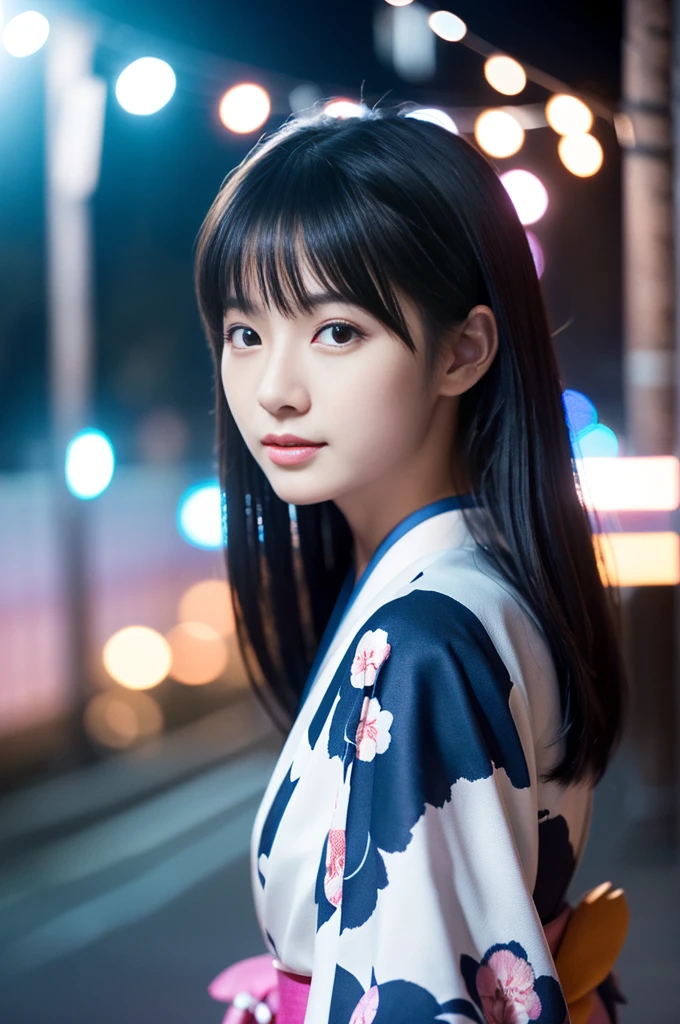 (kimono)、(masterpiece:1.3,Ultra-high resolution,),(Very detailedな,Caustics),(Realistic:1.4,RAW shooting,)超Realisticなキャプチャ,Very detailed,High-resolution 16K to reproduce human skin、The skin texture is natural、Beautiful Skin、The color is also uniform..、Use natural light and color、1 adult female、Japanese、Beautiful woman、Beautiful black hair:Japanese hairstyle、(chromatic aberration) 、Overview lighting、Natural Shading、)、(Night outdoor lighting:1.3)、(It's snowing:1.2)、(Hair swaying in the wind:1.2)、(Reflective Snow:1.2)