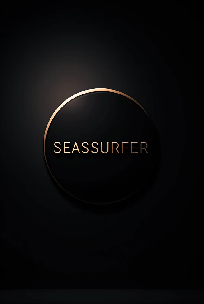 a circular logo, "SEASSSURFER", black background, modern, detailed logo design, elegant, studio lighting, studio photography, minimalist style