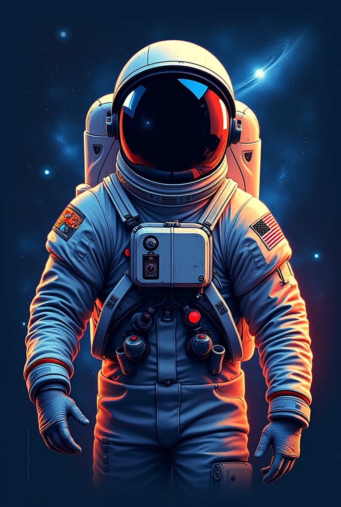 Create a T-shirt with astronaut details and the logo you just created on the chest.