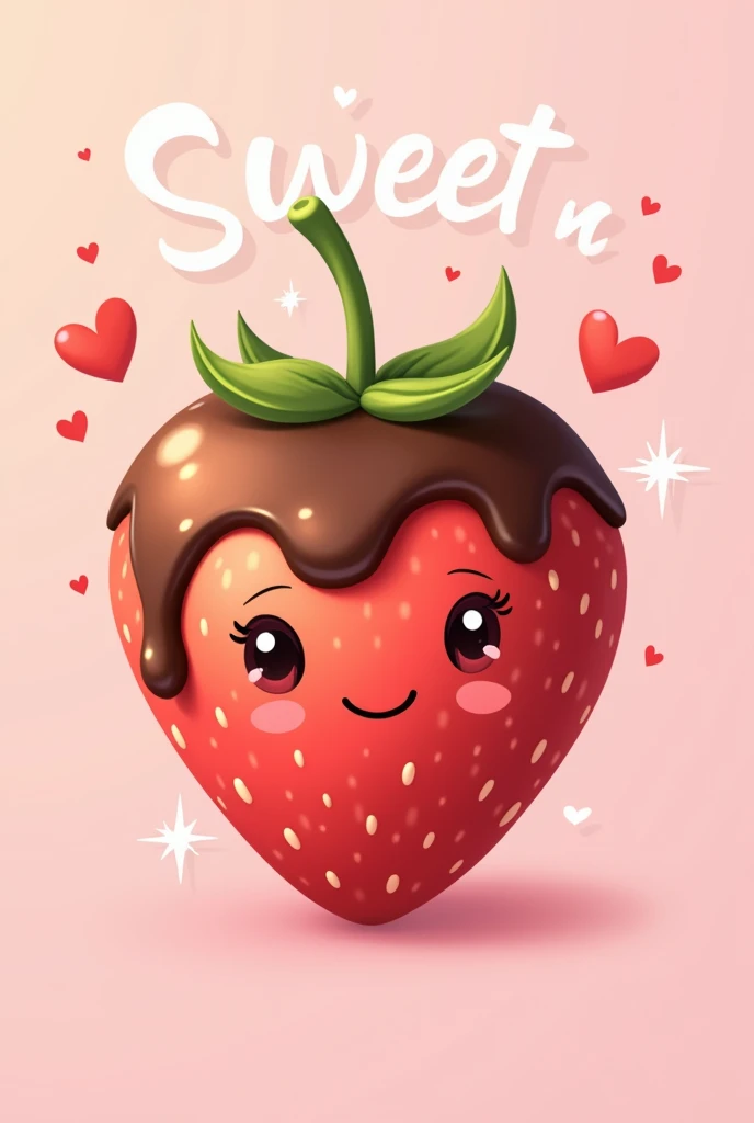 Super cute and simple strawberry and chocolate brand logo with the name Sweet Mix