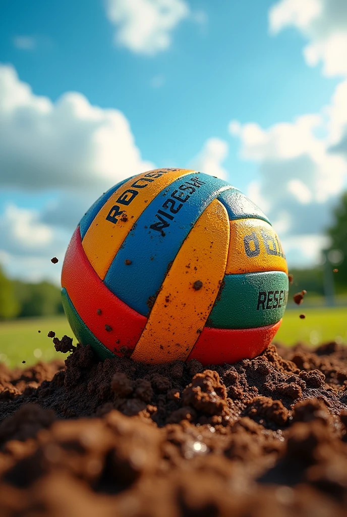Resenha brand volleyball, coming out of the ground after a very strong draw.