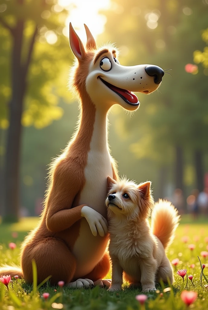 Big guy with long neck acting gay and petting his dog