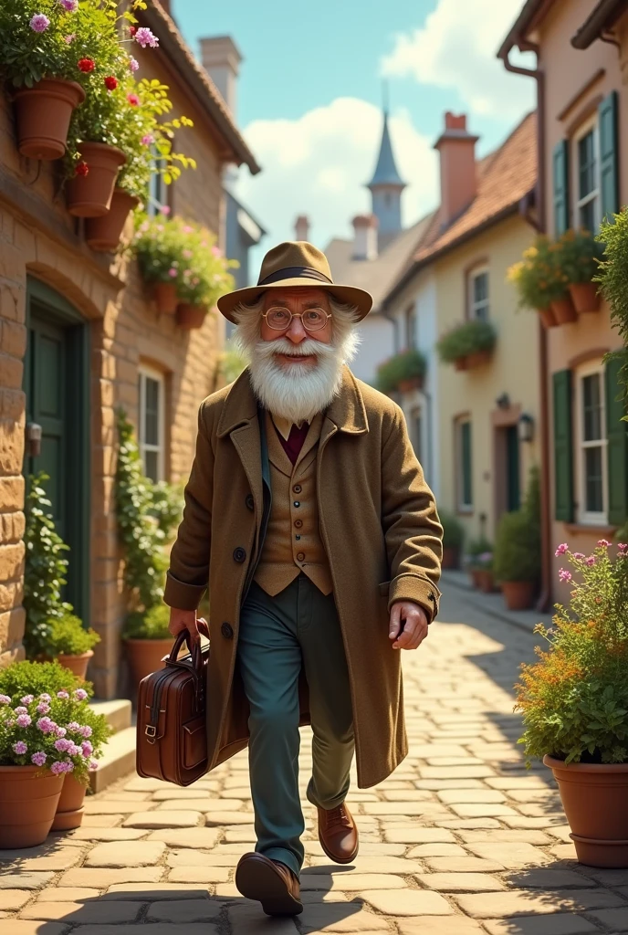 An elderly gentleman collecting his rents
