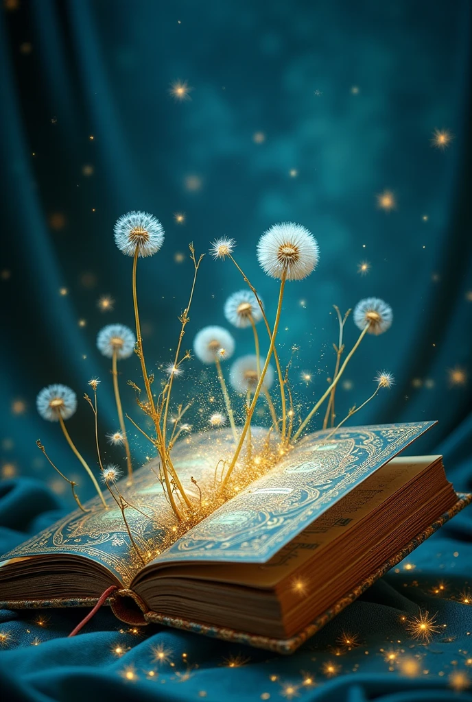 book that has a blue background and that is of magical things, goddesses, runes and dandelions
