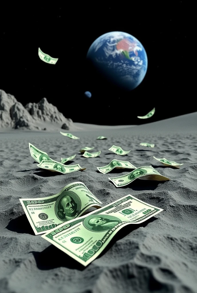 100 dollar bills on the moon


