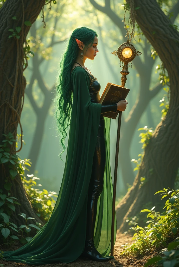 Doctor elven girl in latex leggings