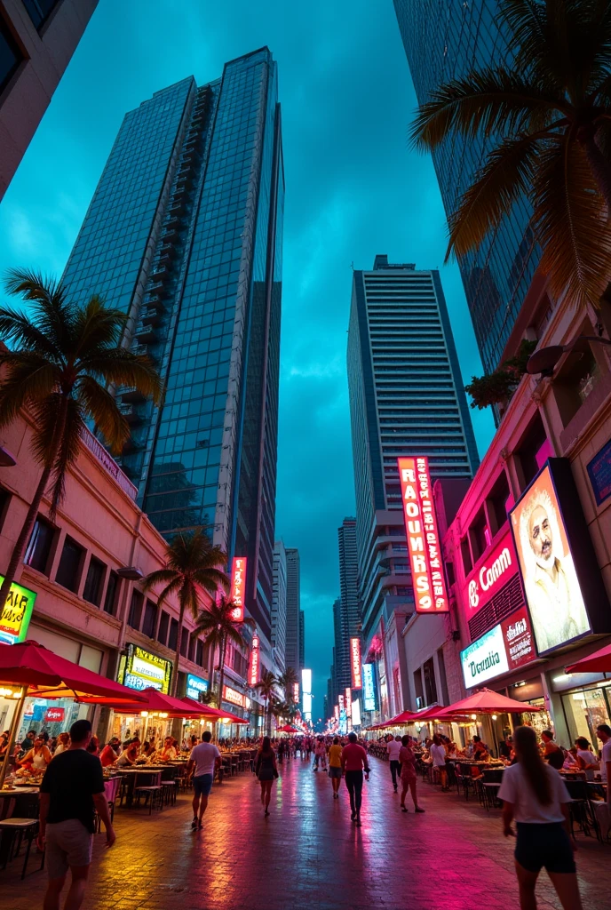 Make it the capital of Pernambuco, the city of Recife but as if it were mixed with New York. Its tall buildings and neon lights
