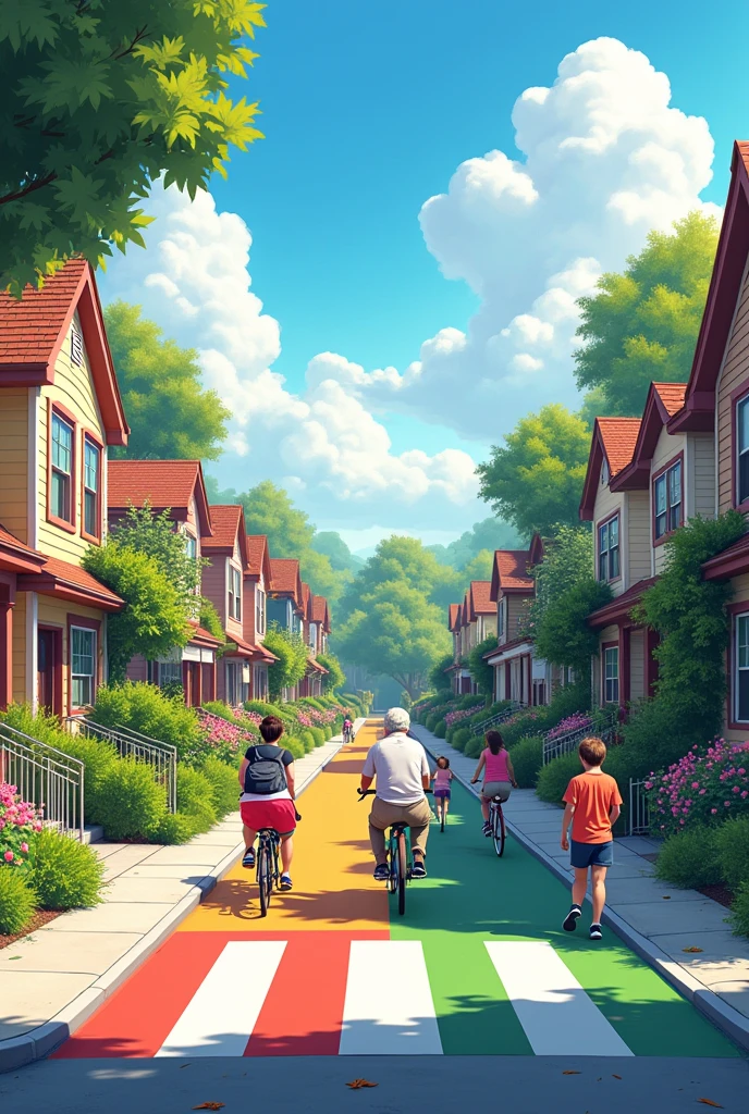 Neighborhood with crosswalks and bike lanes