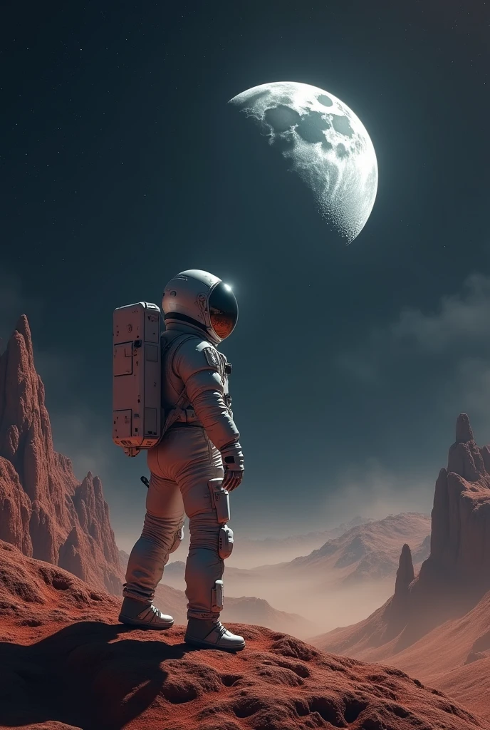 Astronaut looking at the moon