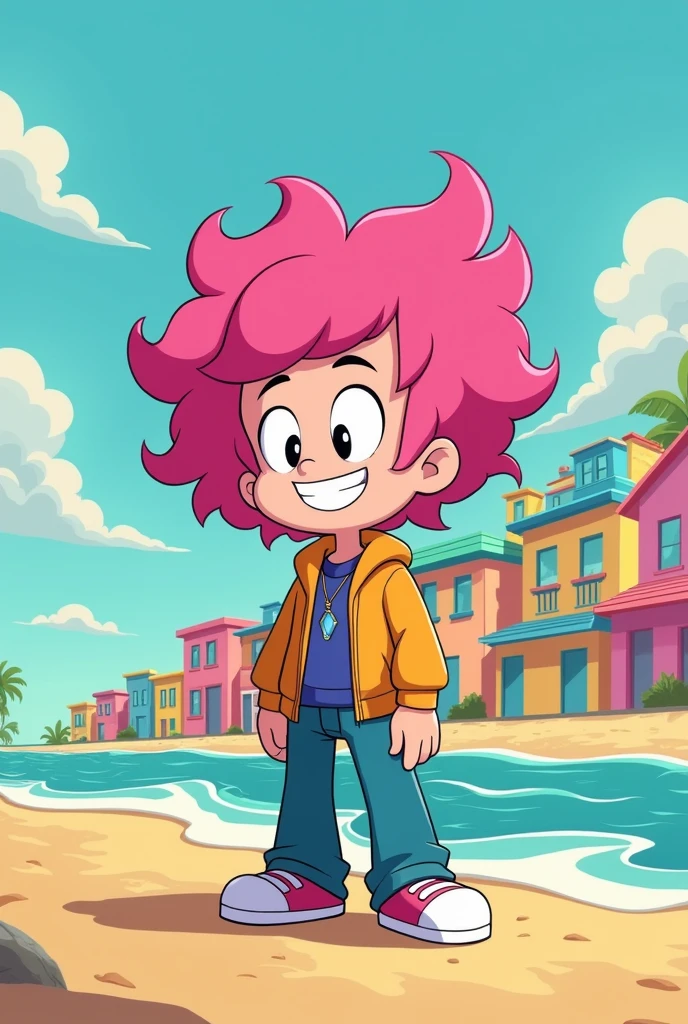 Lars from Steven Universe with curly hair 