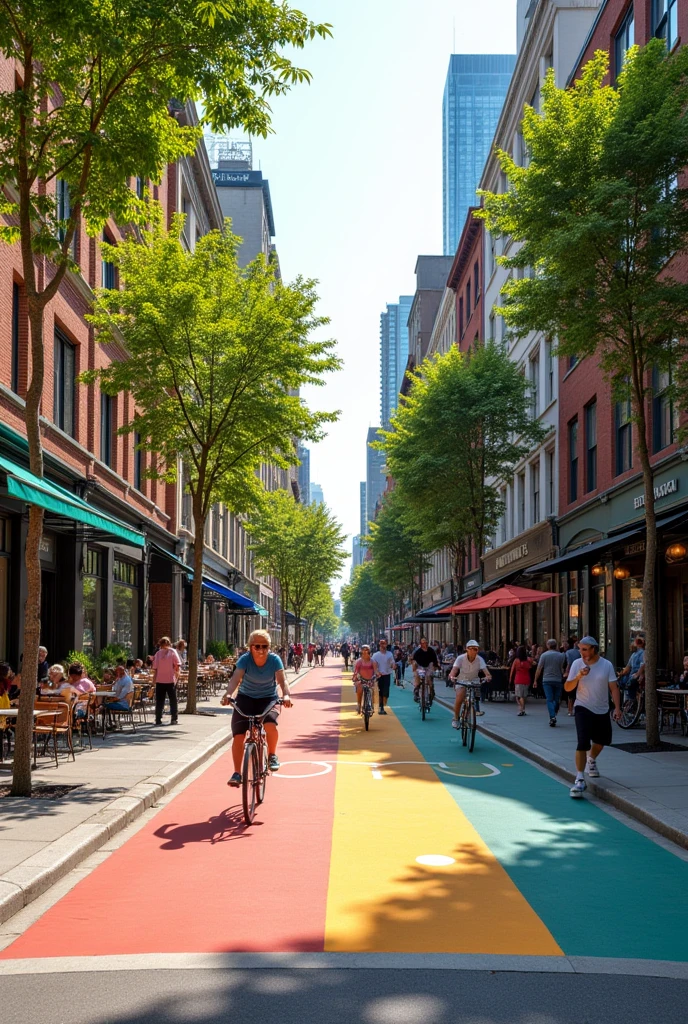 street with crosswalks and bike paths