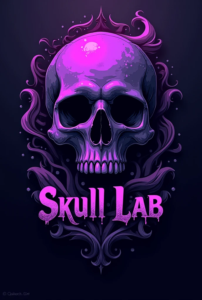 Skull logo with specific text "Skull Lab" in purple colors
