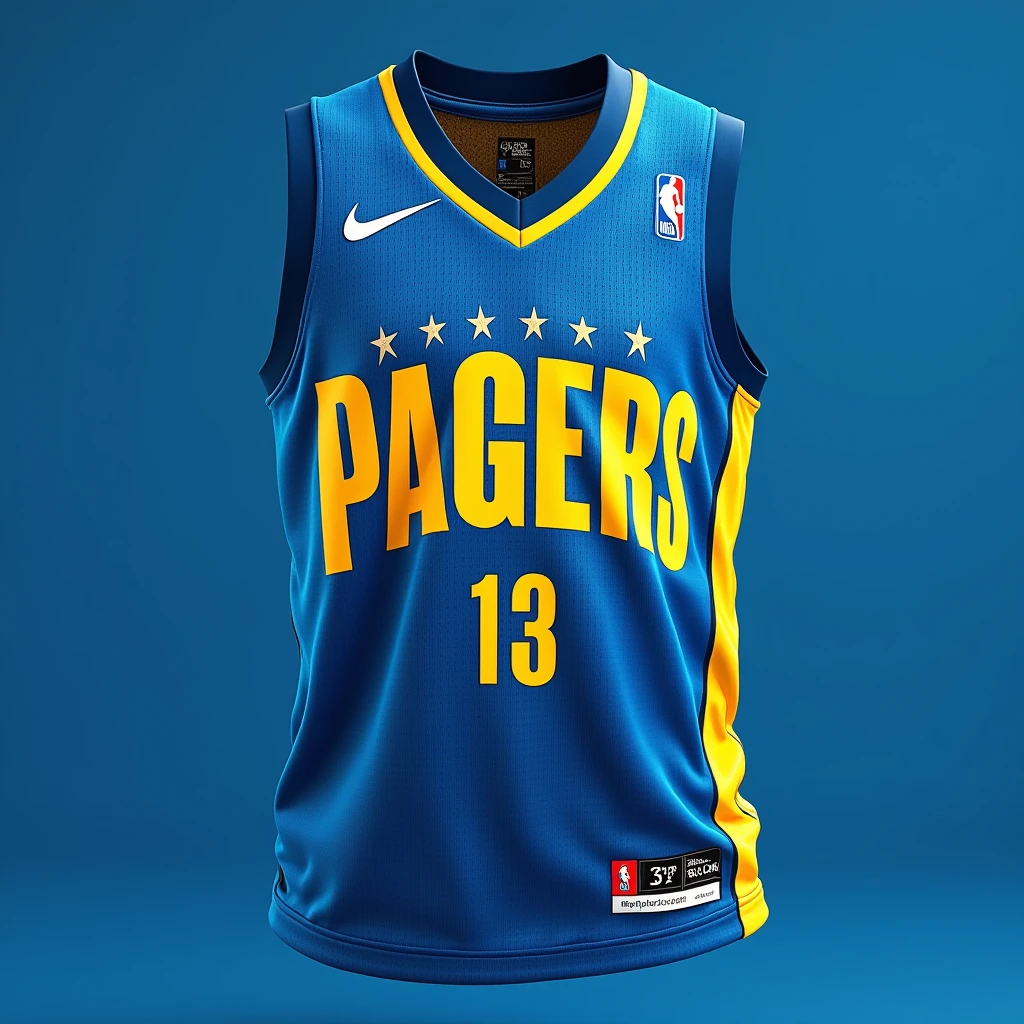 Nba Jersey, pacers LOGO, CYAN blue and neon yellow