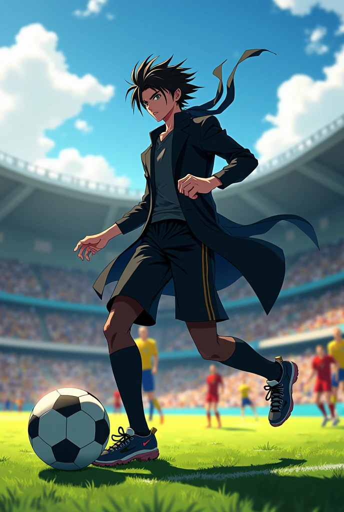 Chrollo Lucifer from Hunter x Hunter playing soccer