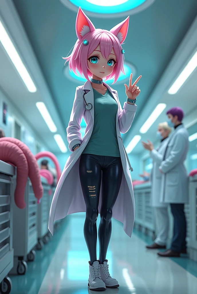 Doctor Catgirl in latex leggings