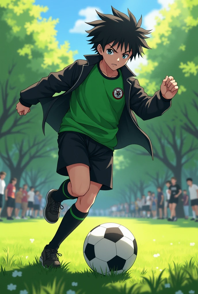 Chrollo Lucifer from Hunter x Hunter playing soccer