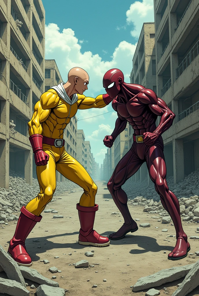 Create Saitama giving Garou a serious punch
