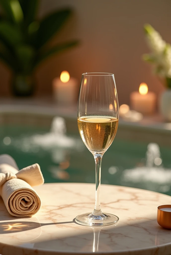 fine-details: High-quality close-ups of details, such as a champagne glass on an exquisite table or a relaxing scene at a spa, emphasize attention to detail and luxury.