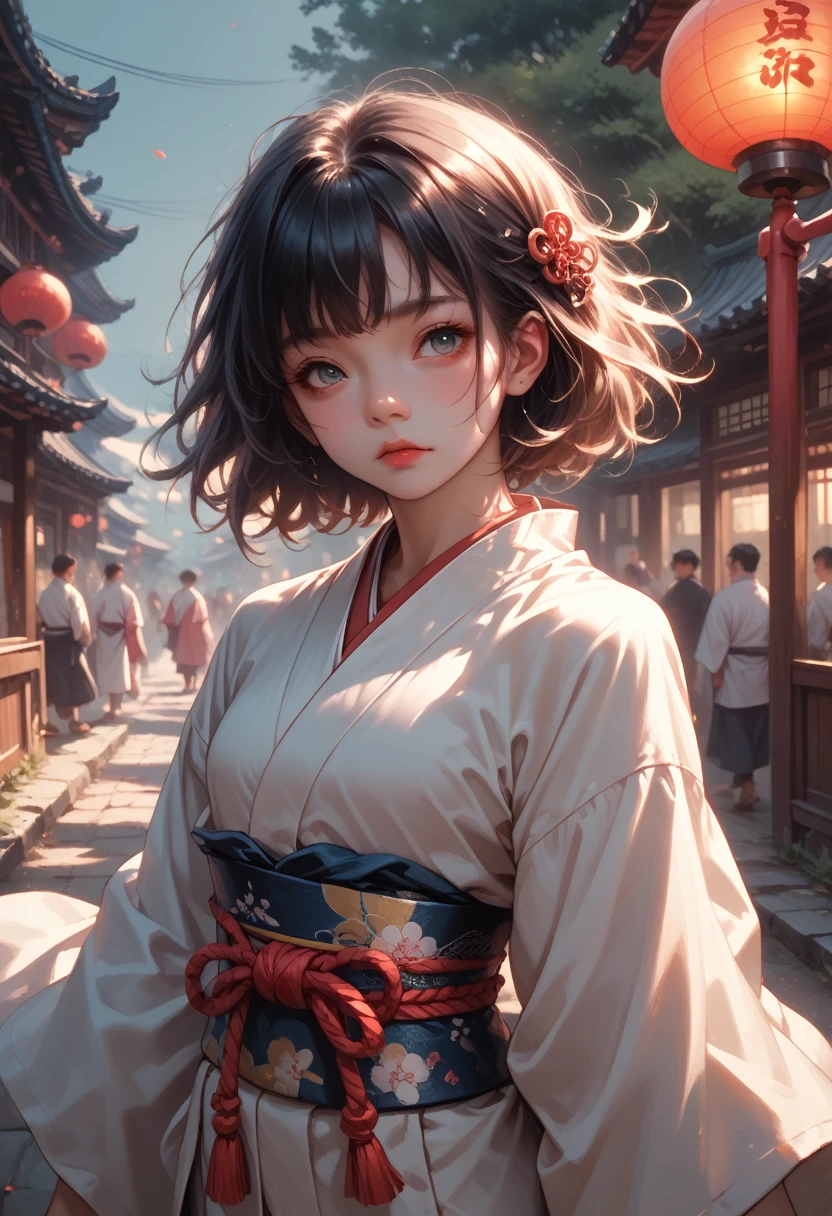 japanese samurai bartender, hyperrealistic, dim light