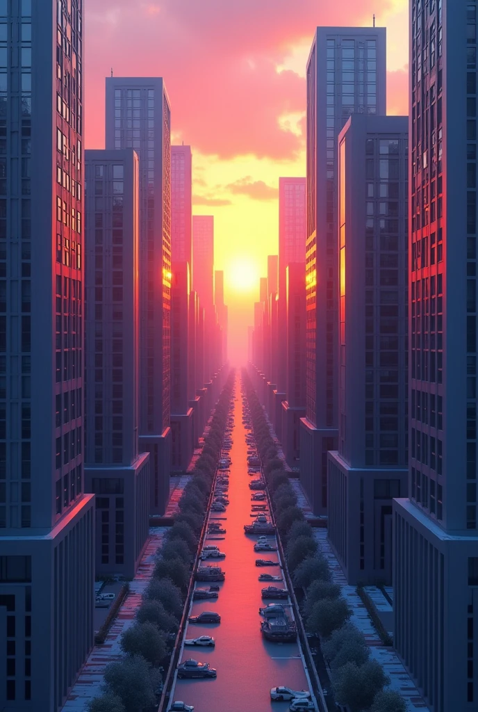 3D buildings with vanishing points made with lines