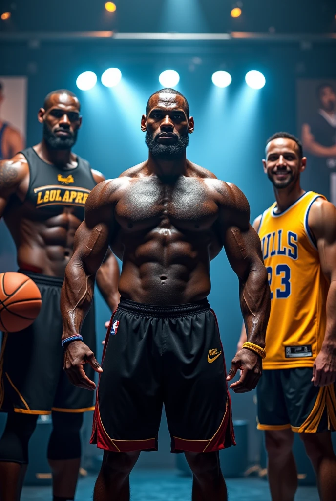 Chris Bumstead culturista , LeBron james y stephen curry en la misma imagenes