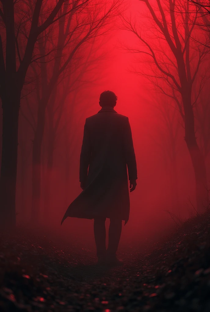 Ominous atmosphere, A work that evokes anxiety and fear, ((masterpiece, best quality, Highest image quality, high resolution, Reality, RAW photos, 8K)), ((Extremely detailed CG unified 8k wallpaper)), The illusion is dark and filled with red mist，一个极度模糊的male人影在雾的后面，The man's figure was like a tree branch.，There are no other objects in the scene.，（male）
