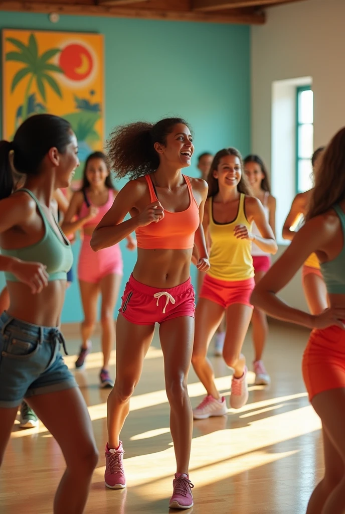 Zumba class with men and women