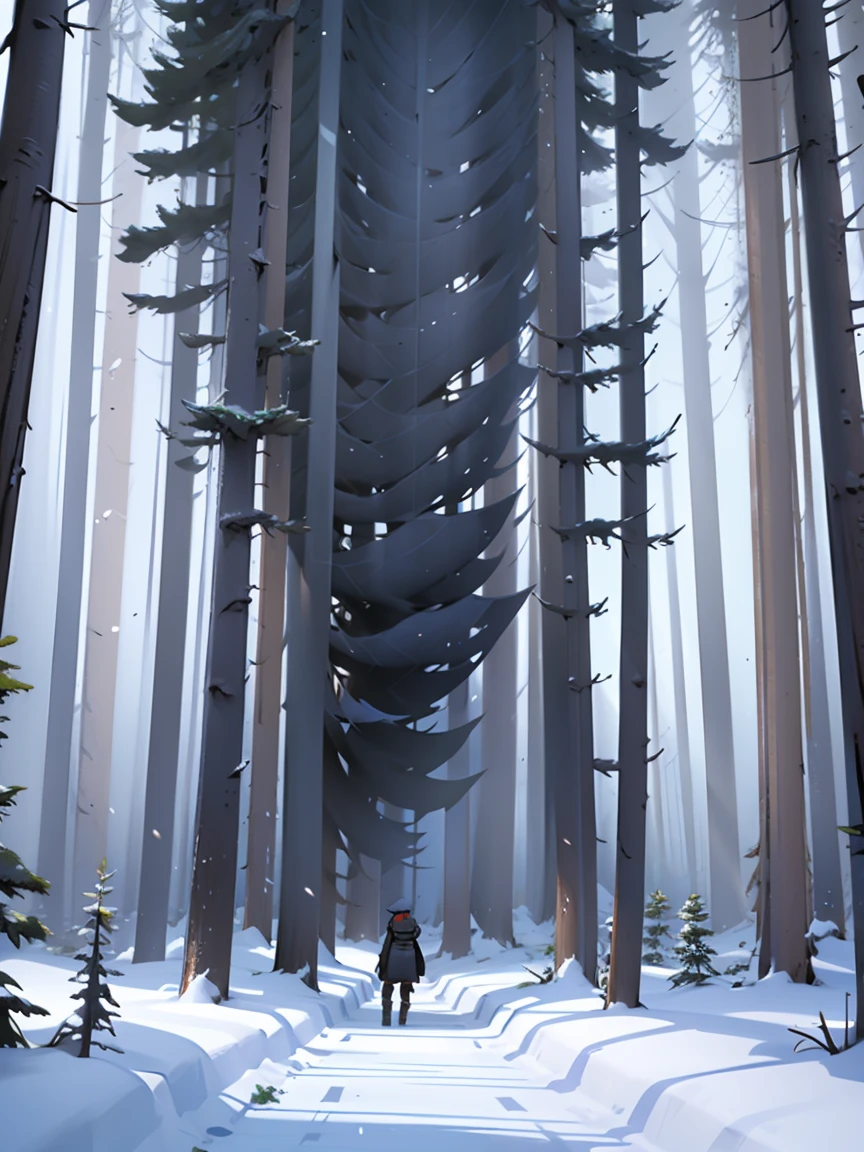 There is one being in the middle of the forest.