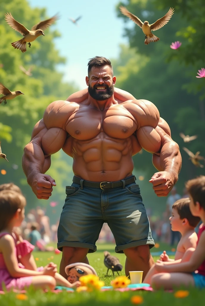 Muscular man shitting his pants